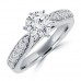 1.45 ct Round Cut Diamond Engagement Ring Whit Millgrain on The Shank 
